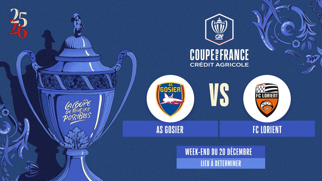 CdF : AS Gosier – FC Lorient le samedi 5 décembre à 15h30